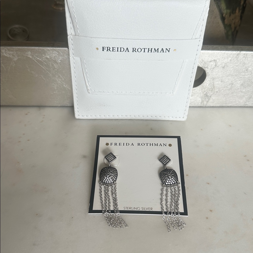 Frieda Rothman Pave Fringe “ Holiday “ Earrings. NWT